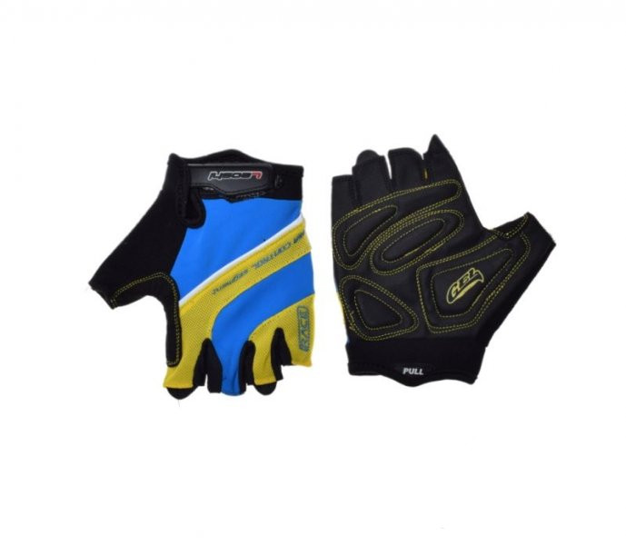 Handschuhe, Fingerlose, Fahrrad, Gelb/Blau, M