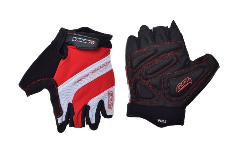 Handschuhe, Fingerlose, Fahrrad, Weiss/Rot, L